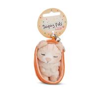 NICI – Porte-clés 61607 – Motif chat « Sleeping Pets » 8 cm, panier beige