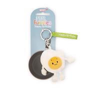 NICI 61801 Porte-clés Motif Œuf Au Plat « Happy Birthday », 7 cm, Blanc, Compagnon Fidèle Pour Sac À Dos Ou Sac, Pour Petits Et Grands