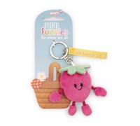NICI 61803 Porte-clés en forme de fraise avec inscription « Bin immer bei dir » de 7 cm - Rouge - Compagnon fidèle pour sac à dos ou sac - Porte-clés pour petits et grands