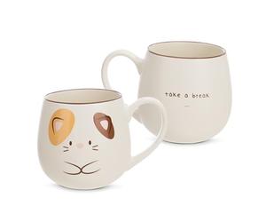 NICI 61829 mymochi Tasse, Motif Chat Angy, « Take a Break », 400 ML, 8 x 9 cm, Blanche, Tasse À Thé, Tasse À Café, en Porcelaine, avec Anse, pour Boissons Froides Et Chaudes, Café, Thé, Lait, Cacao