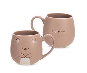 NICI 61831 mymochi Tasse, Motif Ours Nomo, « I Love Snacks », 400 ML, 8 x 9 cm, Marron, Tasse À Thé, Tasse À Café, en Porcelaine, avec Anse, pour Boissons Froides Et Chaudes, Café, Thé, Lait, Cacao