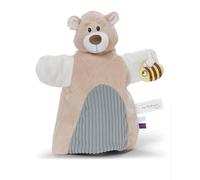 NICI 61856 Doudou au Motif d’Ours et marionnette, 2-en-1, 26 x 25 cm, Beige, pour bébés et Jeunes Enfants, pour Jouer, Attraper, câliner et Explorer