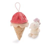 NICI 61914 Licorne Creamy Pink en Peluche, Douce, Mignonne, Motif Glace avec Boucle, pour Câliner Et Jouer, Excellente Idée De Cadeau, pour Enfants Et Adultes, 10 cm, Multicolore
