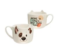 NICI 62175 Tasse, Motif Chien, 350 ML, 9 x 9,5 cm, Blanche, Tasse À Thé, Tasse À Café, en Porcelaine, avec Anse, pour Boissons Froides Et Chaudes, Café, Thé, Lait, Cacao