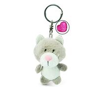NICI 7 cm Symbole de cœur » - Pendentif Chat Bonheur pour Tour de Cou, Trousseau Porte-clés, Caricature, 47531, Gris/Blanc