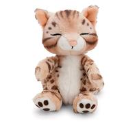 NICI Doudou Chat Bengal, 12 cm, Multicolore - 63132 | Endormi dans son panier, peluche en tissu tout doux, adorable compagnon à câliner et à emporter partout, excellente cadeau