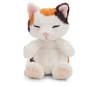 63131 Doudou Chat Porte-Bonheur, 12 cm, endormi dans Un Panier, Multicolore, Peluche Douce, Adorable Peluche pour câliner et Jouer, pour Enfants et Adultes, idée Cadeau