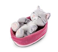 NICI Chat en Peluche dans Son Panier Rose-Violet 16 cm - Sleeping Kitties Peluches Chatons douillettes pour Filles, garçons et bébés - Doudous Chats pour Jouer, à câliner et Dormir