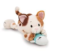 NICI 62151 Chat Porte-Bonheur avec Poisson en Peluche, Doux, Mignon, pour Câliner Et Jouer, Excellente Idée De Cadeau, pour Enfants Et Adultes, 30 cm, Marron