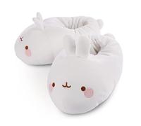 NICI Chaussons peluches Molang Taille 34-37 (M) - Chauds, moelleux, chausson en peluche avec semelles antidérapantes pour garçons, filles, adultes - Pantoufles peluches - Blanc