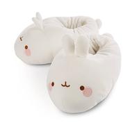 NICI Chaussons peluches Molang Taille 38-41 (L) - Chauds, moelleux, chausson en peluche avec semelles antidérapantes pour garçons, filles, adultes - Pantoufles peluches - Blanc