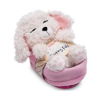 NICI Peluche Chien - Caniche Blanc 12cm, Dormant dans Son Panier, Peluche pour câliner et Aimer, Produit durablement à partir de matériaux recyclés - 49749
