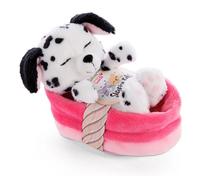 Nici Chiot Dalmatien Dormant Dans Un Panier Avec Un Ours En Peluche 12 Cm
