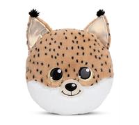 NICI Coussin en Peluche GLUBSCHIS Lynx Lenzo 32x32cm Brun - Oreiller en Peluche Doux pour Les garçons, Les Filles - idéal pour la Maison, la Maternelle ou en déplacement
