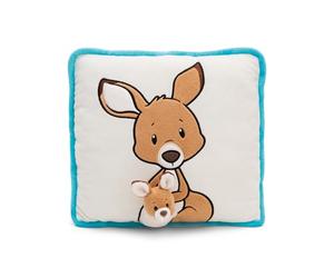 NICI Coussin Kangourou avec bébé Kangourou 7cm 30x30cm Brun - Coussins en Peluche Doux pour Les garçons, Les Filles, Les bébés - idéal pour la Maison, la Maternelle ou en déplacement