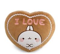 NICI Coussin MOLANG cœur Pain d’épices, 35 × 28,5 cm - 63303 | Accessoire déco doux et charmant à câliner, pour chambre d’enfant, canapé et lit, jolie idée cadeau pour enfants et fans