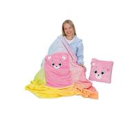 NICI Couverture Et Coussin 2 en 1 Bisounours Hourra l'ourson, 165 x 140 cm (Coussin 35 x 35 cm), Rose, Moelleux, Polaire Corail Douce, Convertible en Couverture Chaude pour Enfants, Adultes - 62816