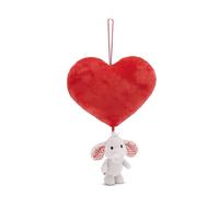 NICI Cœur en Peluche 15cm avec Doudou Love éléphant Gris Clair 10cm et Ventouse Rouge - Peluche Douce, Mignonne Peluche à câliner, pour Jouer, pour Enfants et Adultes, Une Excellente idée de Cadeau