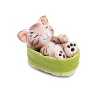 NICI Doudou Chat Bengal, 12 cm, Multicolore - 63132 | Endormi dans son panier, peluche en tissu tout doux, adorable compagnon à câliner et à emporter partout, excellente cadeau