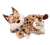 NICI Doudou en Peluche Lynx Mère 40 cm & Bébé 20 cm couchés Beige - Peluche Douce et Durable, Mignonne Peluche à câliner, pour Jouer, pour Enfants et Adultes, Une Excellente idée de Cadeau