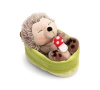 NICI doudou hérisson avec amanite tue-mouches dormant dans le panier - marron - Peluche douce, adorable pour câliner et jouer, pour enfants et adultes - 61583