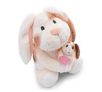 NICI Doudou Lapin, 20 cm, 6 cm, Beige - 62841 | En peluche douce, avec enfant lapin, peluche mignonne pour câliner et jouer, pour enfants et adultes, idée cadeau