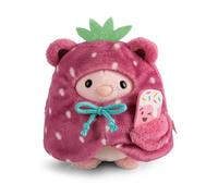 NICI doudou lapin Pibu 8 cm avec glace molle & costume de fraise en boîte cadeau - rose - Peluche douce, adorable pour câliner et jouer, pour enfants et adultes - 61652