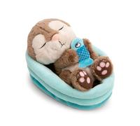 NICI doudou loutre avec poisson 12 cm endormi dans le panier - gris - Peluche douce, adorable pour câliner et jouer, pour enfants et adultes, une excellente idée cadeau - 61582