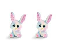 NICI Doudou - Peluche GLUBSCHIS Lapin Rainbow Candy 15cm, avec des Grands Yeux Scintillants (Lot de 2)