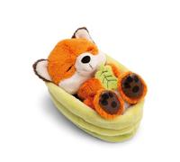 NICI doudou renard avec feuille 12 cm endormi dans son panier - orange - Peluche douce, adorable pour câliner et jouer, pour enfants et adultes, une excellente idée cadeau - 61581