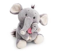 NICI Peluche éléphant 20 cm avec enfant éléphant 6 cm, grise, douce – Idée cadeau 62842