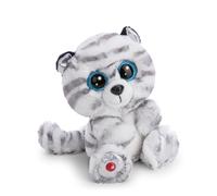 NICI GLUBSCHIS Albella la tigresse, 15 cm, Blanche - 63047 | Endormi dans son panier, peluche en tissu tout doux, adorable compagnon à câliner et à emporter partout, excellente cadeau