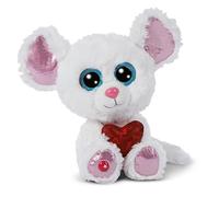 NICI Glubschis : Glubschis - L’Originale - Souris en Peluche Assise Luvi Nubi 15 cm I Jouet Animal Douillet avec de Grands Yeux Scintillants - 47880