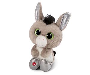 NICI Glubschis : l’Originale - Âne Donki de Glubschis 25cm - Animal en Peluche avec de Grands Yeux pailletés - Jouets douillets pour Les Amateurs de Peluches Enfants - Doudou 47669 Gris