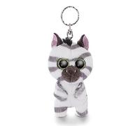 NICI L’Originale clés zèbre Mankalita Glubschis 9 cm Zoo - Pendentif Animal Jouet pour Trousseau et Cordon - Mini Peluche, Porte Clef pour Filles et garçons, À Rayure, 46943, Blanc/Gris