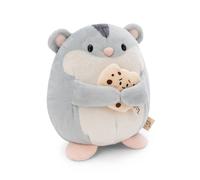 NICI Peluche Hamster Shai 16 cm – Doudou avec biscuit en boîte cadeau 11x12x6,5 cm – Gris