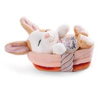 NICI Lapin en Peluche Sleeping Pets à Pois Caramel dans Un Panier pêche 12cm