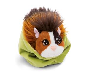 NICI Little Paws Cochon d'Inde 12 cm Espresso-Caramel dans Un Panier Vert - Peluche Moelleuse pour câliner, Jouer et Aimer - 61334