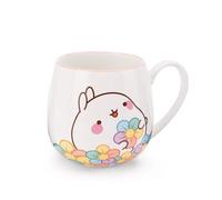 NICI Mug MOLANG avec Fleur Arc-en-Ciel 400ml Porcelaine 8x9cm Blanc - Gobelet Tasse à thé Tasse à café Tasse en Porcelaine avec Anse pour Boissons Froides et Chaudes - Super idée Cadeau