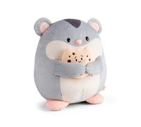 NICI MYMOCHI Hamster en peluche Shai 27 cm avec biscuit gris - Peluche douce, mignonne peluche à câliner, pour jouer, pour enfants et adultes, une excellente idée de cadeau - 61156