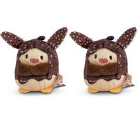 NICI MYMOCHI Peluche Lapin Pibu Cup Cake 5cm Brun - Douce, Mignonne à Câliner, pour Jouer, pour Enfants et Adultes, Une Excellente Idée de Cadeau (Lot de 2)
