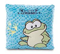 NICI Oreiller Grenouille en Peluche - Coussin Durable et Moelleux pour Filles, garçons et bébés - Coussins carrés Peluches, 25 x 25 cm, Cadeau Enfant idéal - Oreillers Enfants - Doudou 47616 Vert
