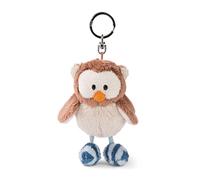NICI Oscar 48967 Keyring Owl 10 cm Brown with Rotating Head Cuddly Toy Pendant with Key Ring for Lanyard, Keychain & Key Holder