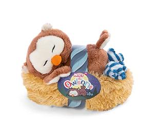 NICI Oscar Le Hibou endormi en Peluche 12 cm - Peluches Hiboux pour Filles, Garçons et Bébés - Jouet Douillet Animal Chouette pour Collectionner, Jouer et Dormir - Doudou à Câliner