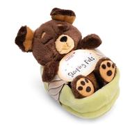NICI Peluche Chien brun 12 cm — dormant dans son panier, pour câliner, en matériaux recyclés — 49748