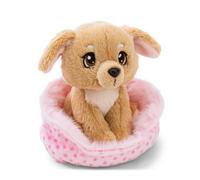 NICI Peluche Chien dans Panier, 12 cm - 63323 | Doux compagnon à câliner, jouer et collectionner, porte-bonheur, superbe cadeau pour enfants et adultes