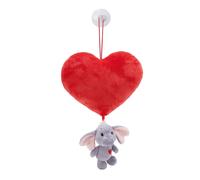 NICI Cœur en Peluche 15cm avec Doudou Love éléphant Gris foncé 10cm et Ventouse Rouge - Peluche Douce, Mignonne Peluche à câliner, pour Jouer, pour Enfants et Adultes, Une Excellente idée de Cadeau