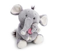 NICI Peluche éléphant 20 cm avec enfant éléphant 6 cm, grise, douce – Idée cadeau 62842