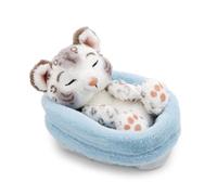 NICI Peluche léopard des neiges 12 cm, endormi dans Un Panier, Blanc, Peluche Douce pour câliner et Jouer, pour Enfants et Adultes, idée Cadeau - 62871