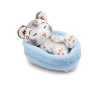 NICI Peluche douce léopard des neiges 12 cm – Endormi dans un panier, blanc – idée cadeau – 62871